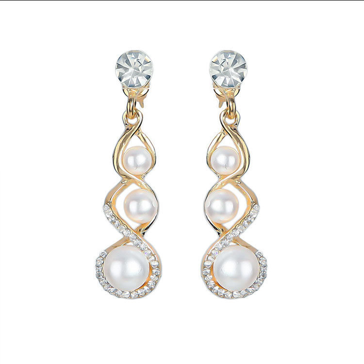 Suministro transfronterizo de Europa y América traje de joyería elegante collar de novia creativa Cruz diamante perla pendientes de dos piezas conjunto de decoración