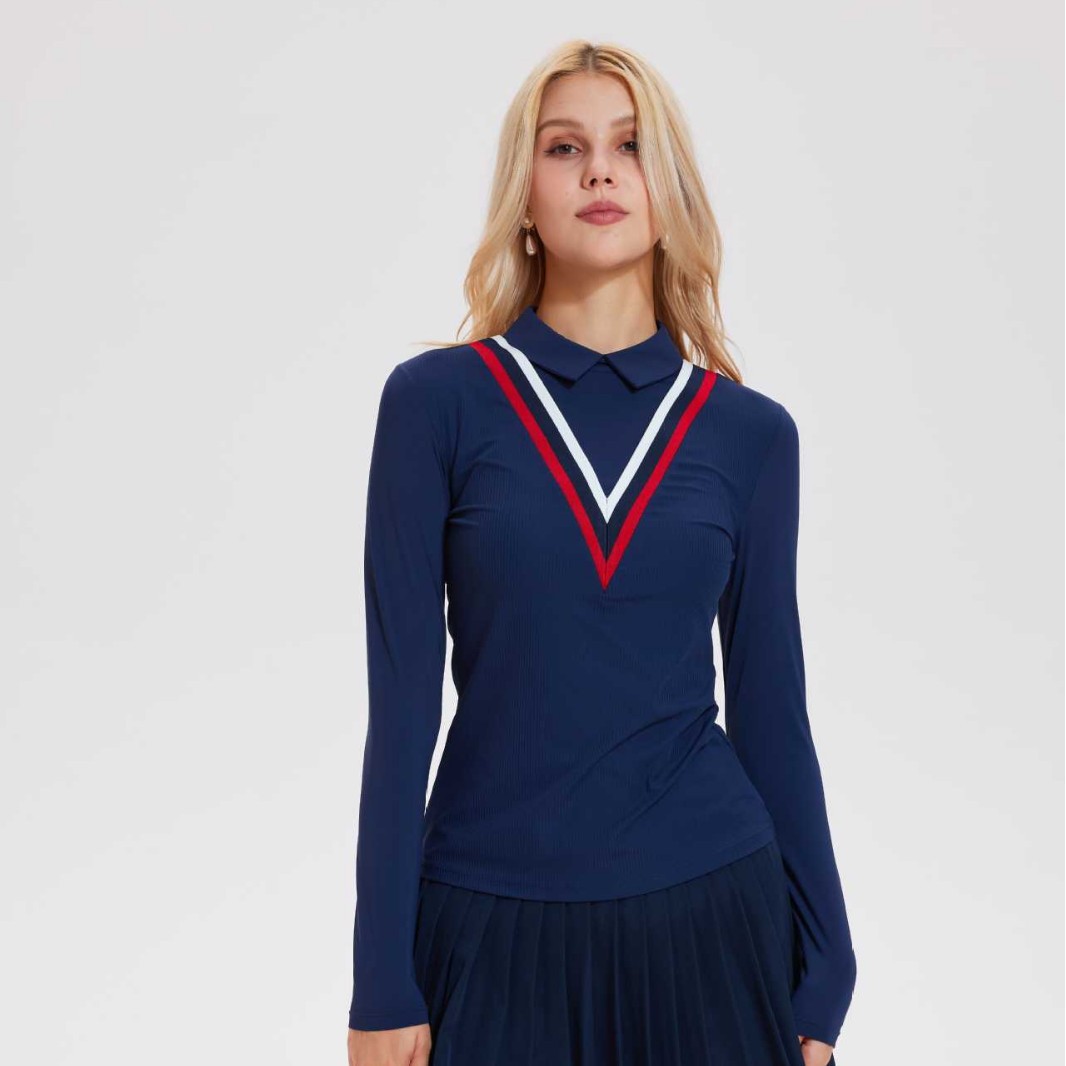 Caijue transfronterizo amazon nueva camiseta de mujer nueva profunda V ropa de tenis casual al aire libre camiseta polo