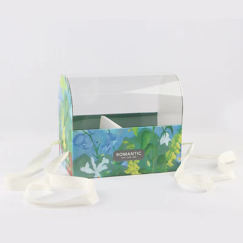 Día de San Valentín 520 rojo portátil flor pastel caja regalo mano regalo vacaciones pastel caja de flores transparente