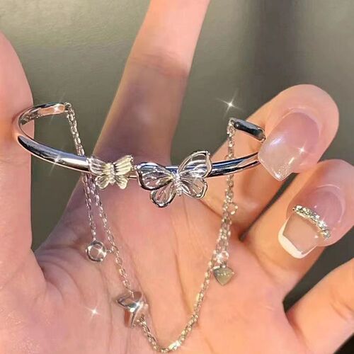 Ins style fairy temperament butterfly bracelet for women new niche design half bracelet half chain tassel bestie bracelet bracelet