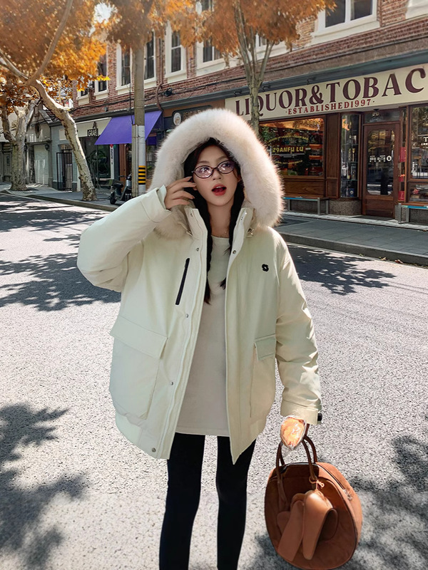 棉服女冬季2025新款大毛领韩ins情侣版宽松工装棉衣加厚棉袄外套|undefined