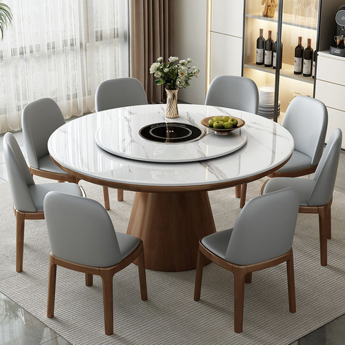 Luxury and simple Nordic modern style Italian home high-end small apartment octagonal chair solid wood round table 