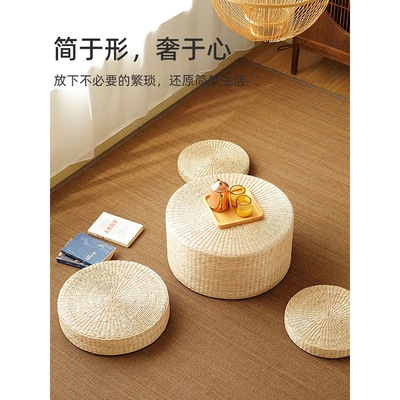 日式蒲團坐墊圓形草編蒲墊坐墊裝飾飄窗陽台冥想地墊打坐榻榻米墊