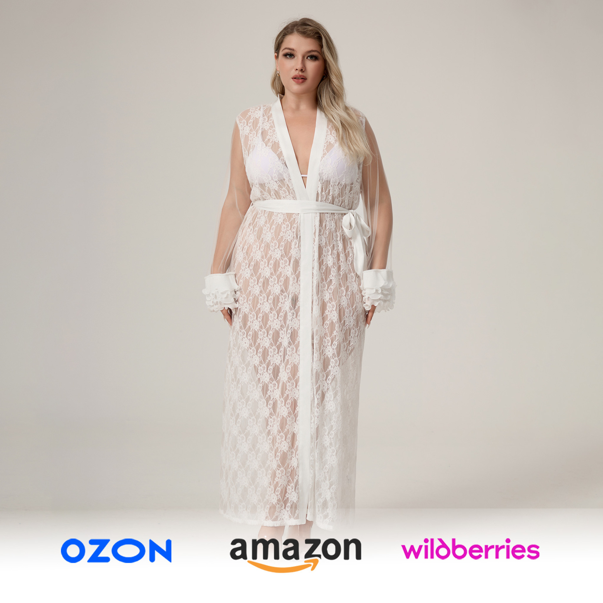 Yaoting seda de hielo de tamaño grande para damas pijamas largos de encaje sueltos ropa de baño larga ropa de hogar WP5014