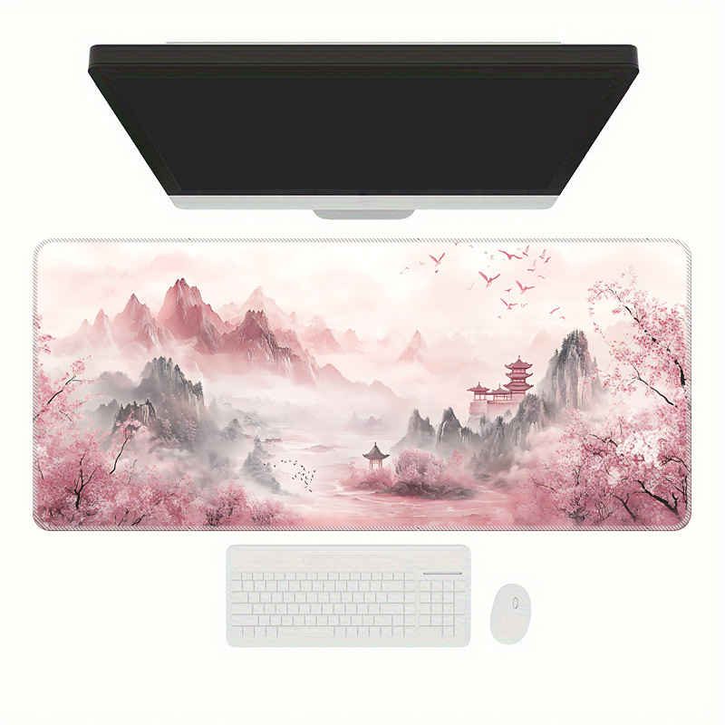 桃の花の森のクロスボーダー専用マウスパッド、大型、高級、厚みがあり、汚れにくいマウスパッド、密閉されたエッジ|undefined