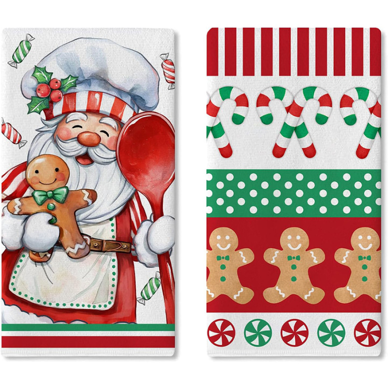 クリスマス雑巾 JIT ドロップシッピング TEMU クロスボーダー クリスマスキッチンディッシュタオル プリントクリスマス雪だるまハンドタオル|undefined