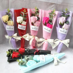 Mother's Day soap flower bouquet two-piece set Teacher's Day rose carnation bouquet cross-border Mother's Day gift