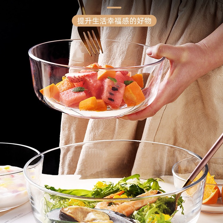 Glass bowl resistant high temperature home salad bowl transparent…