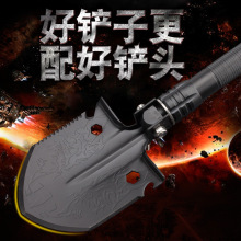 多功能兵工铲户外野营指南针大号工兵铲折叠车载求生不锈钢批发