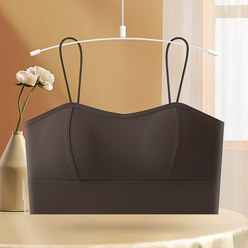 Seda de hielo, tirantes finos para niñas, camisola, gran U de verano, gran espalda sin espalda, almohadilla gruesa para el pecho, base desmontable para evitar la luz