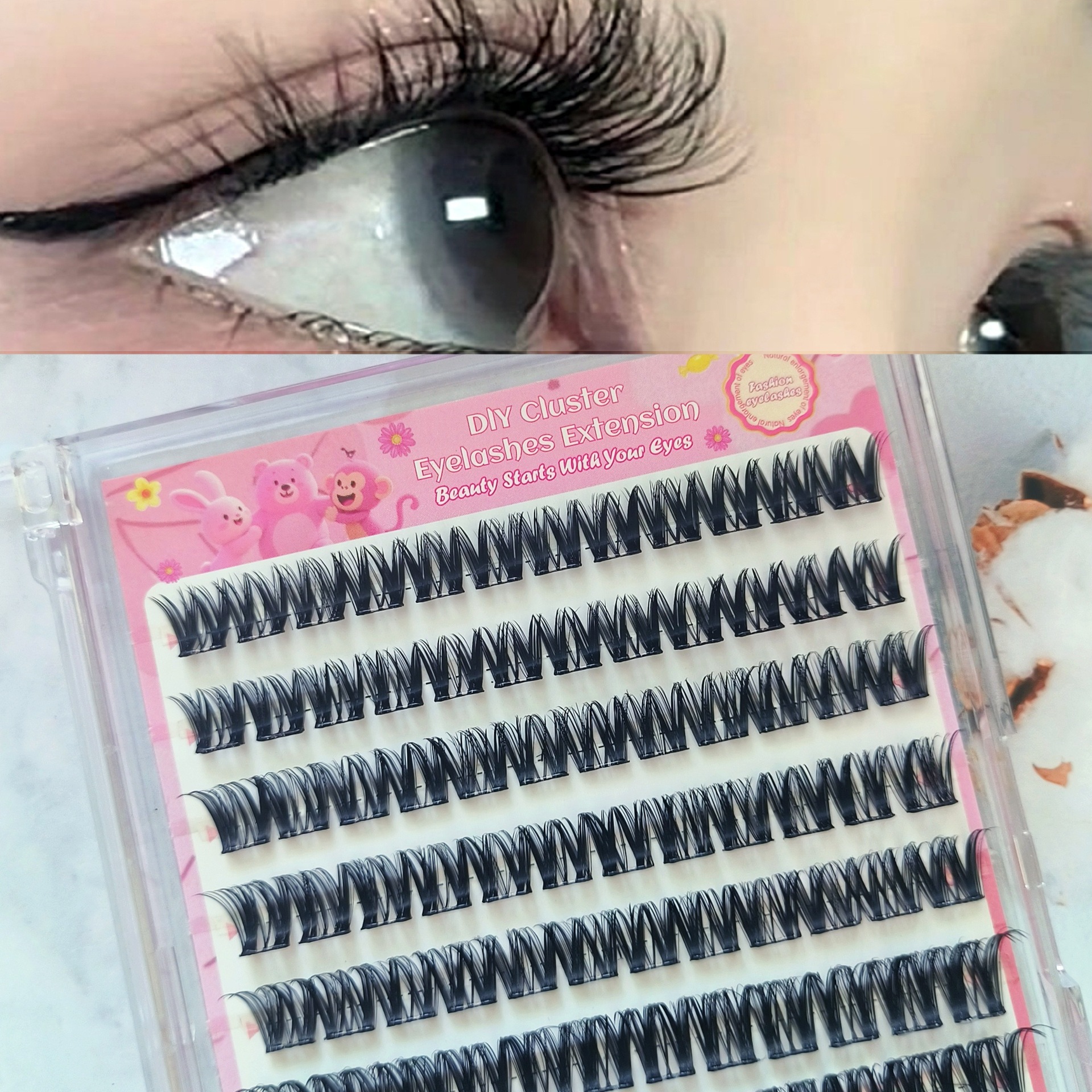 Conjunto de pestañas falsas transfronterizas de gran capacidad serie WM cómic Barbie ojos gruesos y esponjosos ojos pestañas no se cansará durante mucho tiempo