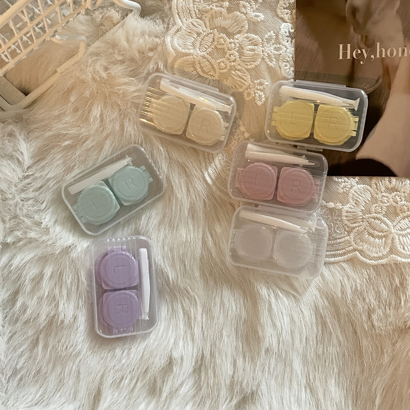 ins Transparent Candy Color Contact Lens Box Small Portable Contact Lens Box Contact Lens Care Storage Box B07 Flip Cover