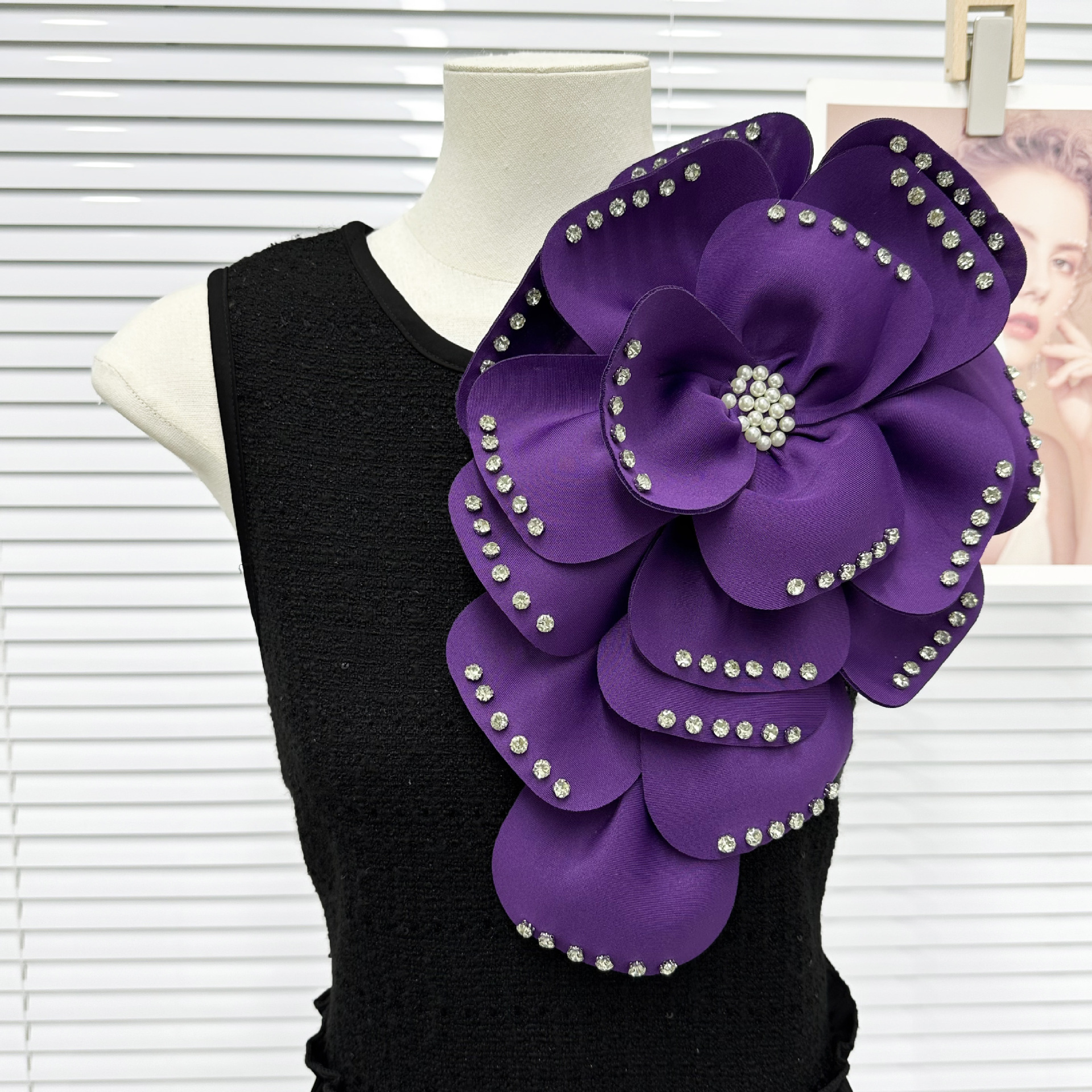 Nuevo estereoscópico multicapa tela de alta calidad flores grandes ropa DIY vestido tocado joyas para el cabello joyas de flores pectoral