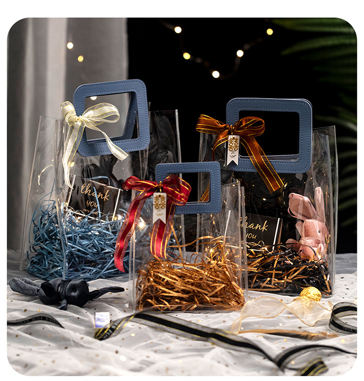 In-stock transparent PVC gift handbags, ins laser gifts, souvenirs, wedding candies, packaging bags with LOGO design pic 9