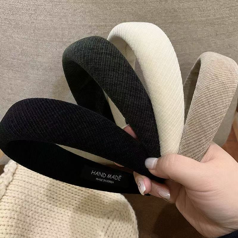 Autumn and Winter New Wide and Elevated Skull Top Korean Comfortable Versatile Ribbed Sponge Wide Headband Internet Celebrity Style Women's Hair Clip