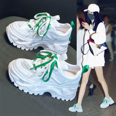 Father's shoes ins tide 2022 summer new pattern ventilation Net surface Muffin The thickness of the bottom The increase in leisure time gym shoes