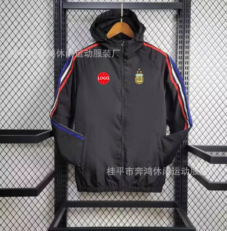 2526 chaqueta de fútbol con capuz nueva chaqueta de calentamiento a prueba de viento Barcelona Arsenal Real Madrid Manchester United chaqueta deportiva