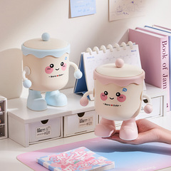 新しいかわいいデスクトップゴミ箱ミニ小型ゴミ収納箱学生寮オフィスゴミ箱蓋付き