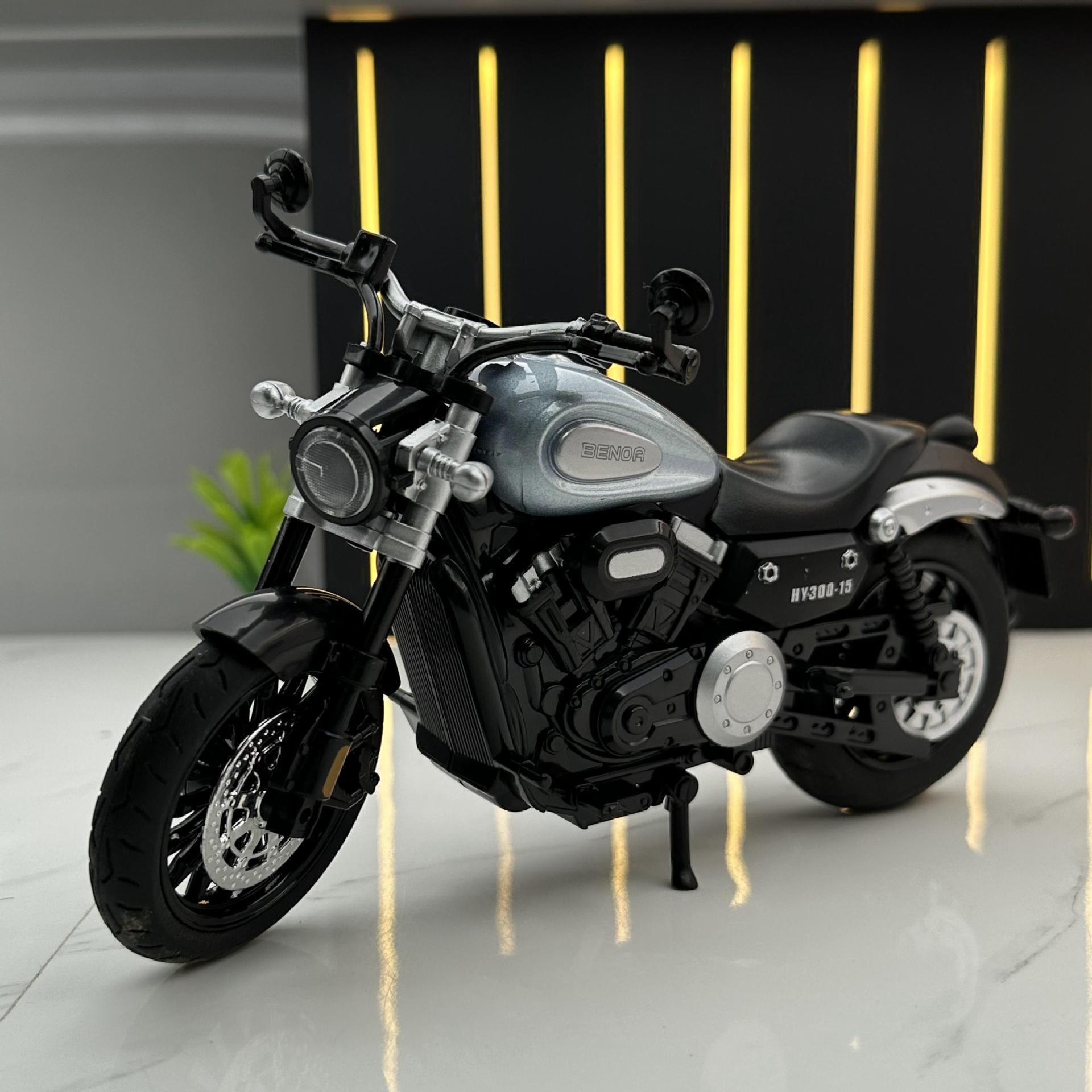 Huayi modelo de coche de aleación 1:12 Benda jinjila motocicleta deslizante sonido y luz coche de juguete modelo de música adornos