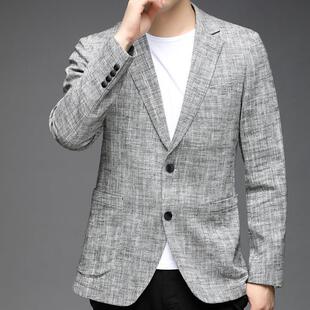 2025 Spring and Autumn New Men's Suit Collar Solid Color Casual Temperament Long Sleeve Jacket Korean Style Trendy Daily Cardigan