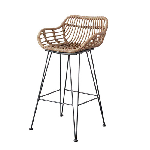 Outdoor Creative Instagram-Worthy Bar Stool, Bar Chair, Rattan-Backed Casual Chair, Wicker Chair, Tall High-Bar Stool—Designer Style