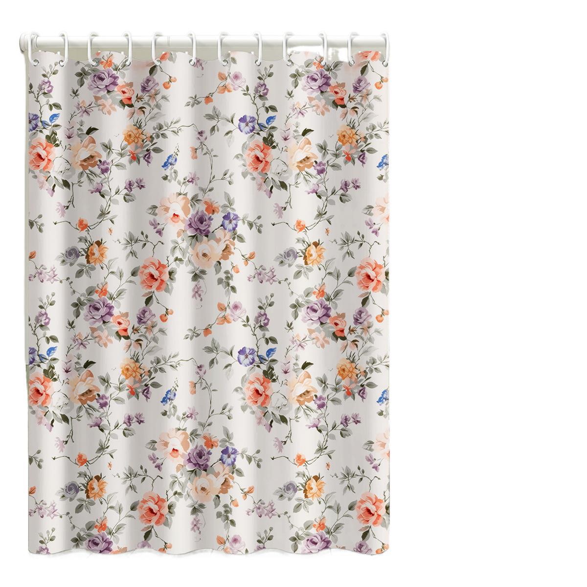 Balcony Floor-to-ceiling Window Curtain, Thickened Plant And Floral Design, No-drill Telescopic Rod, Easy-to-install,_voghion.com