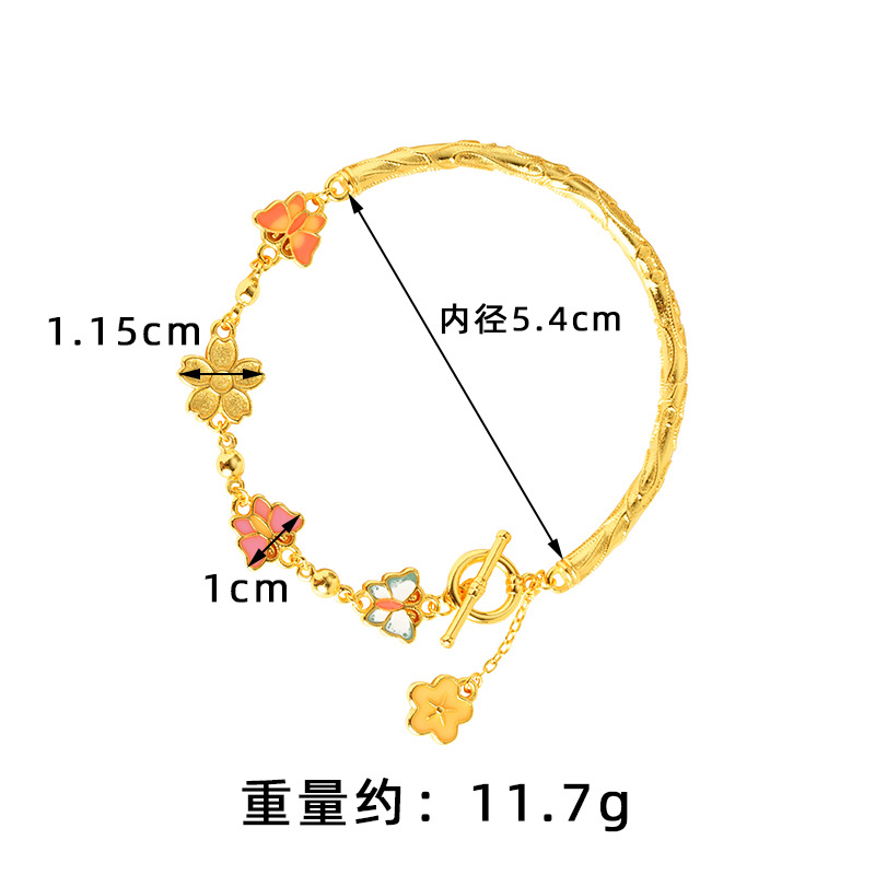 Nuevo estilo chino vietnamita arena oro mariposa flor pulsera no se desvanece durante mucho tiempo versátil retro alta sensación de joyería brazalete suministro