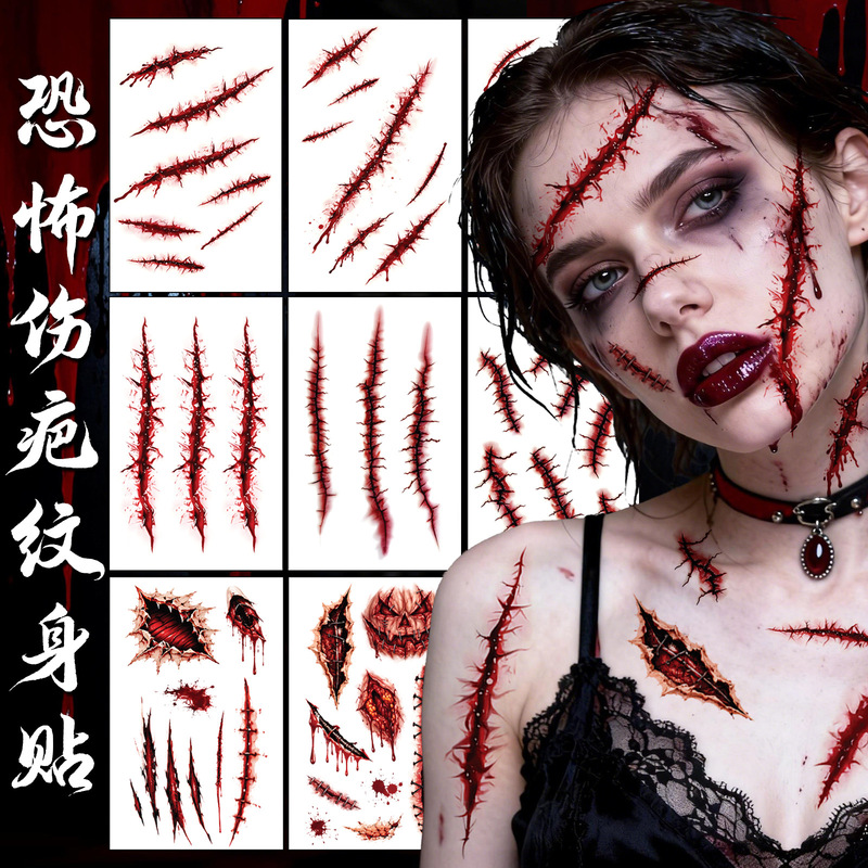 Amazon Specializes in Halloween Scar Tattoo Stickers, Realistic Horror Scar Bloodstain Makeup Temporary Tattoo Stickers Amazon Specializes in Halloween Scar Tattoo Stickers, Realistic Horror Scar Bloodstain Makeup Temporary Tattoo Stickers