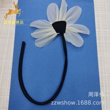 杏色月季手工花带绳子仿真立体花朵服装配饰头饰雪纺纱布DIY辅料