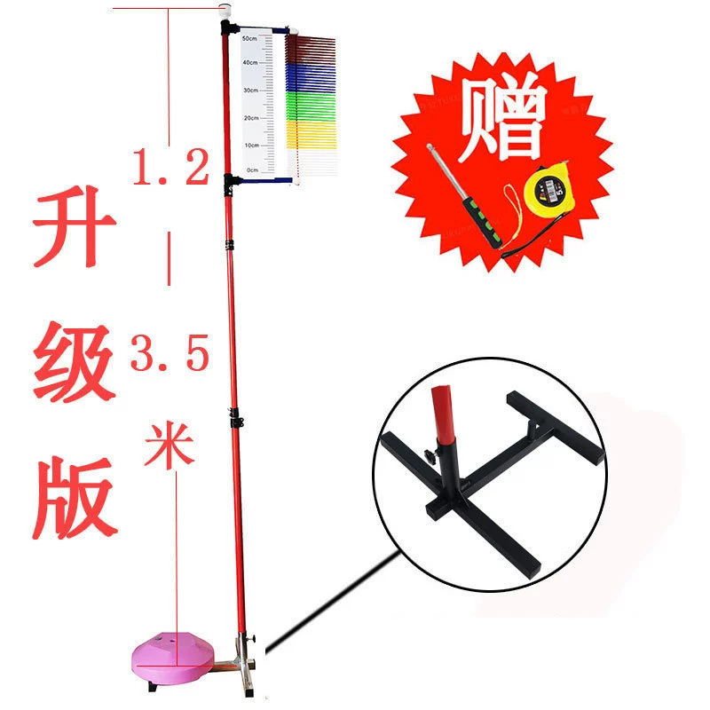 Telescopic vertical jump measuring pole, portable, 1.2–3.7 m, wall or base models