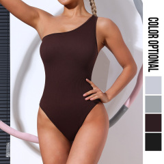 New European and American hot-selling seamless yoga one-piece sexy single-shoulder fitness sports one-piece yoga suit for women 