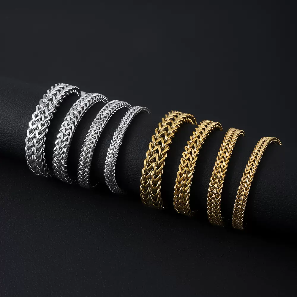 不锈钢双排正反链手链跨境潮流嘻哈男士古巴链百搭不褪色钛钢手链