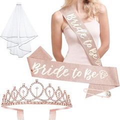 新品ファッションbride to be準花嫁クラウンカチューシャ肩ひもバッジ4点セット独身パーティー用品