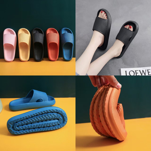 Hot couple's slippers for summer wear, thick sole, poop, cool slippers, home bathroom, non-slip sandals, female