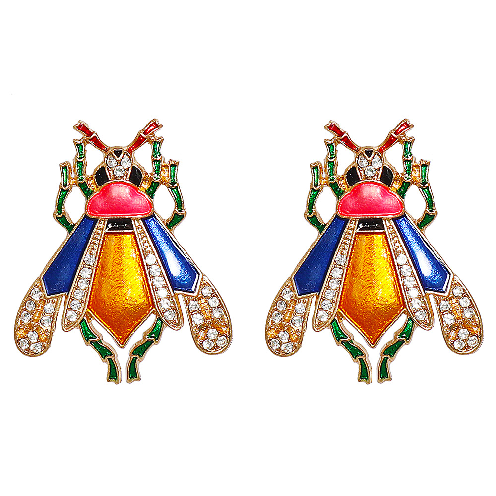 new cute cartoon insect color earrings diamond earringspicture8