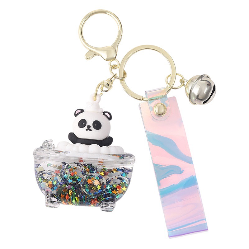 Aceite Sanrio Bubble Bead Acrílico Luminous Sand Bottle Llavero Colgante Llavero Regalo Colgante al por mayor