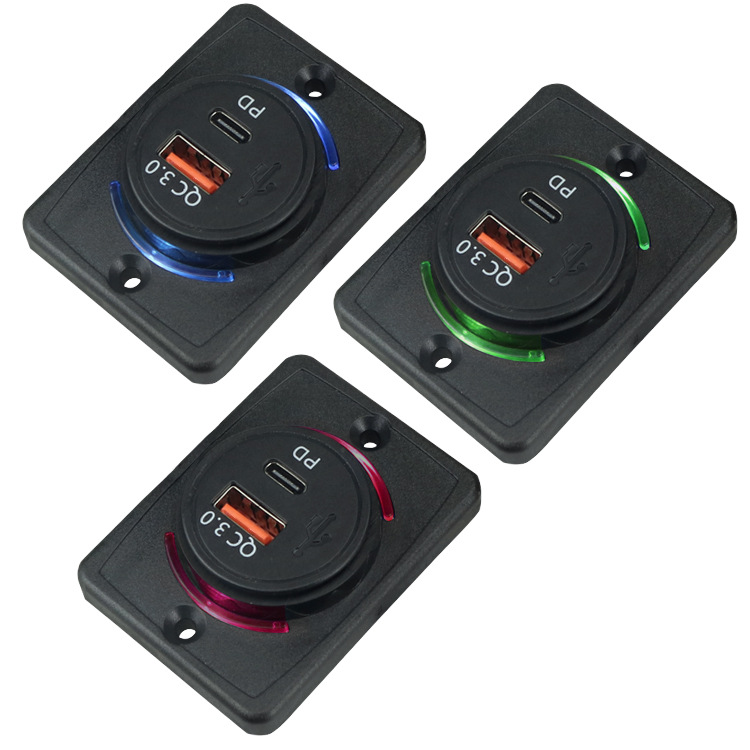 Factory direct sales motorcycle, ship and mobile phone charger modified 18WPD fast charging car charger