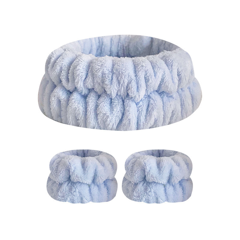 기계 재봉 머리띠 1 + 손목 2 --- 파랑 (3 세트)(20*12*2.5cm 53g)