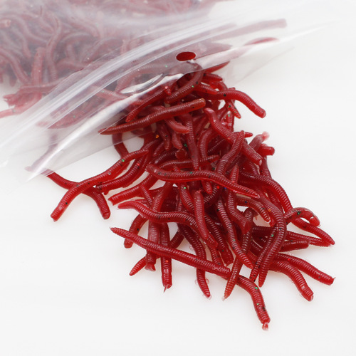 Luya soft bait soft worm earthworm fake bait red worm bag 50/100 fishing bait Luya fishing sea fishing Taiwan fishing cross-border