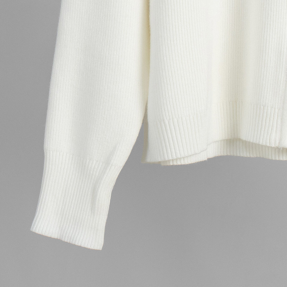 Bộ áo cardigan dệt kim khóa kéo phối quần dài ống rộng nữ — màu bột yến mạch, màu nâu, màu xám, trắng chi tiết 16