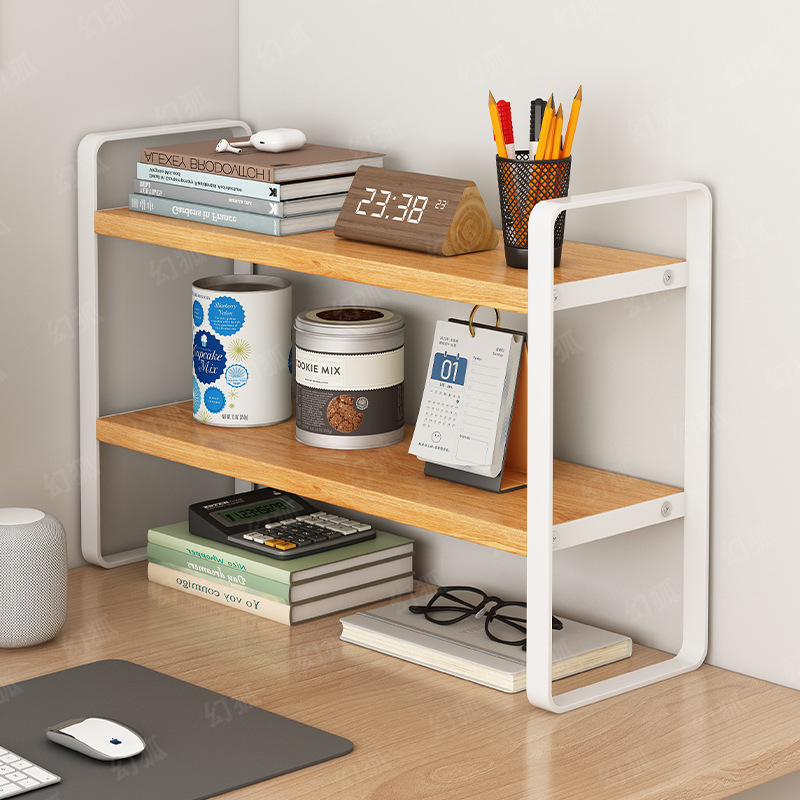 Estante de libros escritorio simple multicapa hierro forjado almacenamiento estante de almacenamiento escritorio acabado artefacto estante de almacenamiento estante de capas escritorio