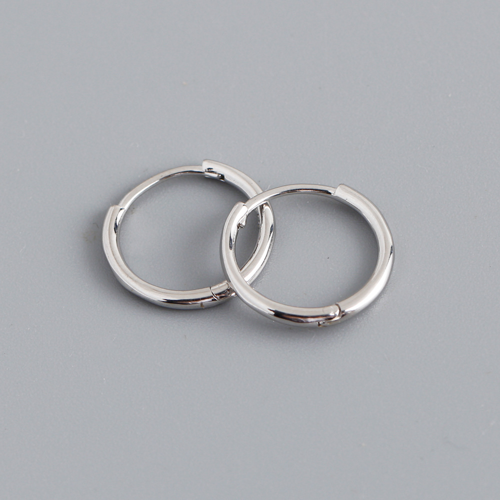 Simple Style Circle Sterling Silver Plating Hoop Earrings 1 Pair