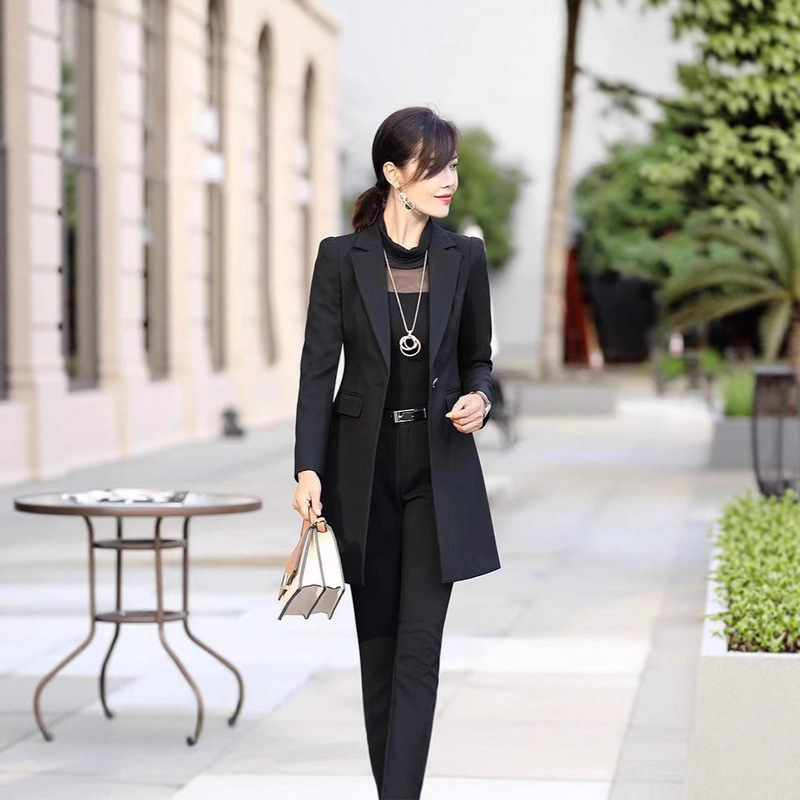 Cross-Border Plus Size Women's Clothing Plus Size Blazer Women's Spring and Autumn Korean Style Slim Mid-Length One-Button Versatile Small Suit