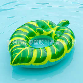 跨境热销加厚PVC充气树叶绿色游泳圈 水上救生圈儿童水上乐园浮排