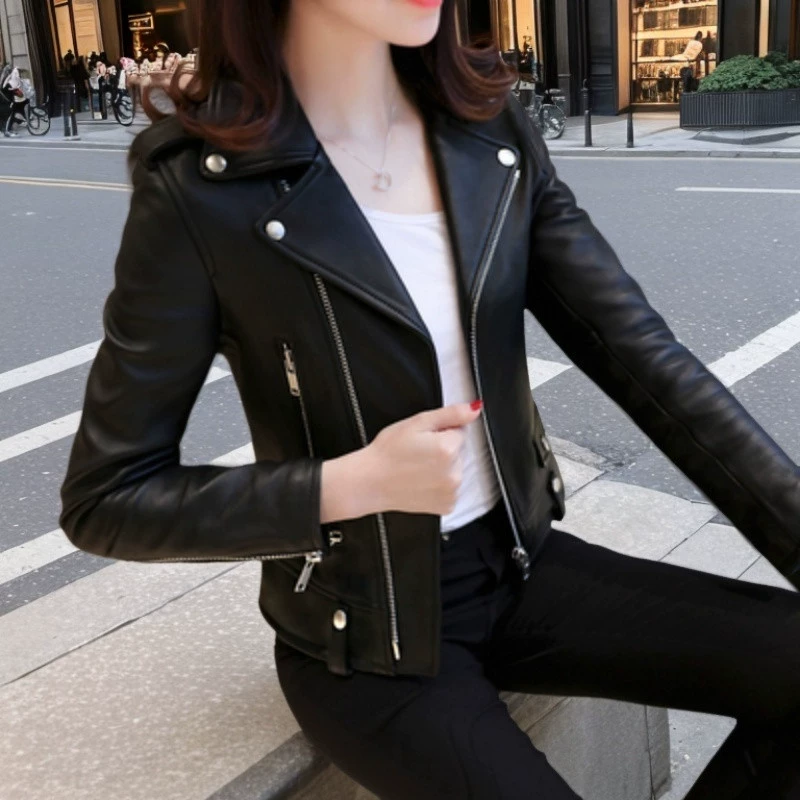Z3J [2382 человека собрали] Кожаная куртка женская короткая куртка в гонконгском стиле весна-осень 2025 зима новый корейский стиль