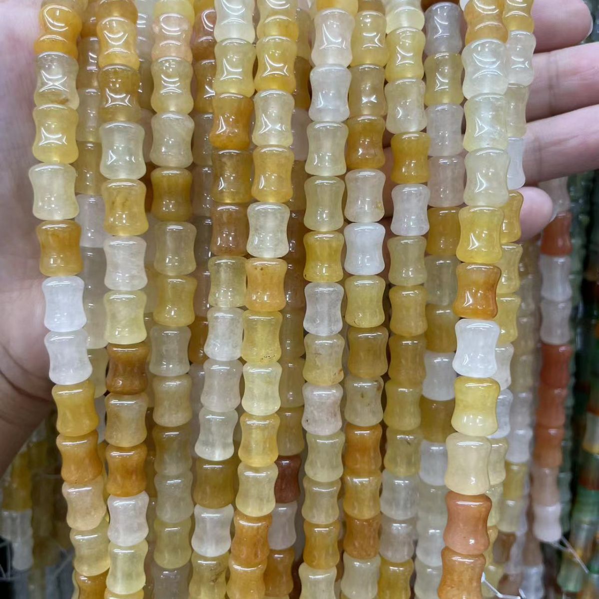天然黃龍玉竹節節節高天然石節節高半成品飾品配件批發散珠半成品