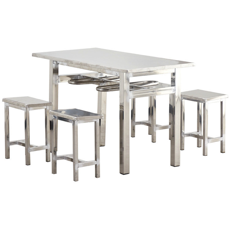 Fábrica directa N5 mesa de comedor de acero inoxidable comedor mesa y silla combinación de comida rápida snack barbacoa escuela fábrica de personal para comer