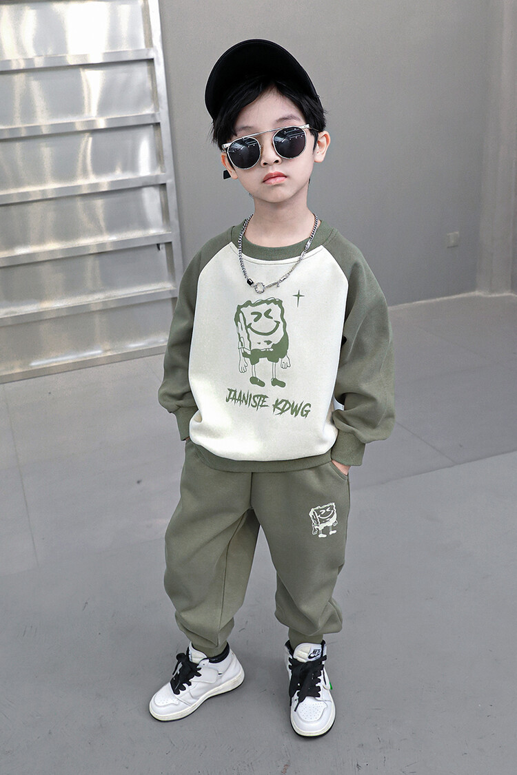Cartoon Color Block 2023 Spring and Autumn New Children's Sports Sweater Two piece Set for Boys' Fashionable_voghion.com