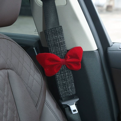 Steering wheel cover wheel cover, textured and non-slip - red-bow-safety-belt-shoulder-pad-38cm