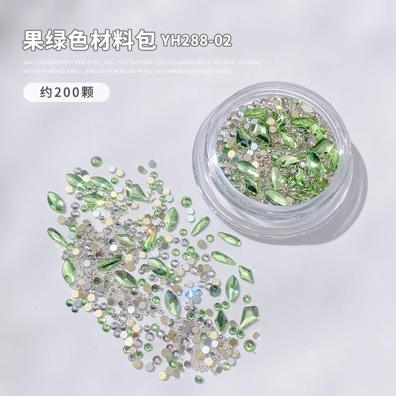 美甲混装饰品新款高级迷你珍珠平底捷克钻混装材料包饰品|undefined